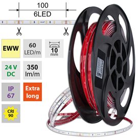 ML-126.004.90.2 LED pásek SMD2835 EWW, 60LED/m, 4,8W/m, DC 24V, 370lm/m, CRI90, IP67, 10mm, 50m