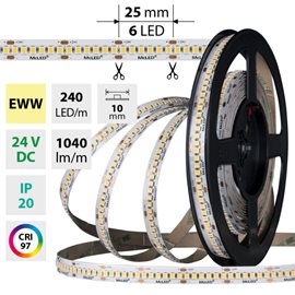 ML-126.026.90.0 LED pásek SMD2835 EWW, 240LED/m, 14,4W/m, DC 24V, 1040lm/m, CRI97, IP20, 10mm, 5m