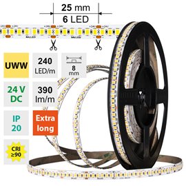 ML-126.031.90.0 LED pásek SMD2835 UWW, 240LED/m, 6W/m, DC 24V, 390lm/m, CRI90, IP20, 8mm, 5m