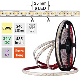 ML-126.035.90.0 LED pásek SMD2835 EWW, 240LED/m, 6W/m, DC 24V, 485lm/m, CRI90, IP67, 10mm, 5m