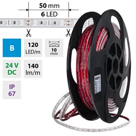 ML-126.039.90.0 LED pásek SMD2835 B, 120LED/m, 9,6W/m, DC 24V, 140lm/m, IP67, 10mm, 5m