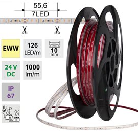 ML-126.046.90.2 LED pásek SMD2835 EWW, 126LED/m, 9,6W/m, DC 24V, 1000lm/m, CRI90, IP67, 105°C, 50m
