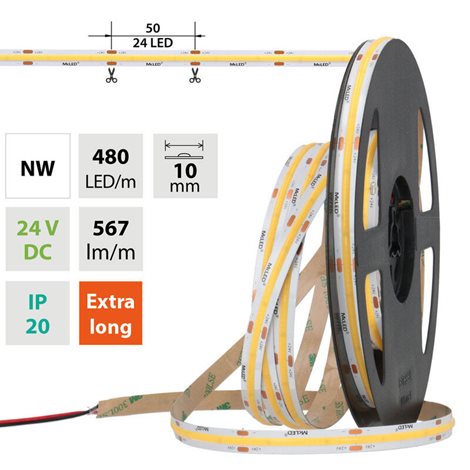 ML-126.051.83.0 LED pásek COB NW, 480LED/m, 5W/m, DC 24V, 567lm/m, CRI90, IP20, 10mm, 5m 1