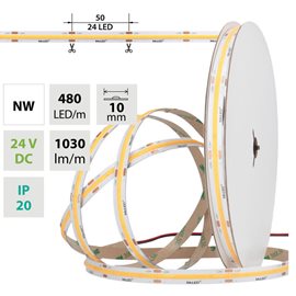 ML-126.054.83.0 LED pásek COB NW, 480LED/m, 10W/m, DC 24V, 1030lm/m, CRI90, IP20, 10mm, 5m