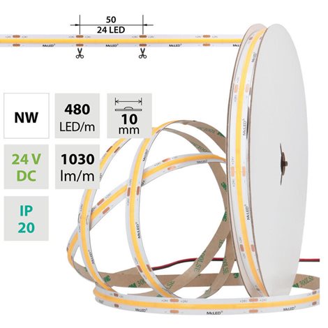 ML-126.054.83.0 LED pásek COB NW, 480LED/m, 10W/m, DC 24V, 1030lm/m, CRI90, IP20, 10mm, 5m 1