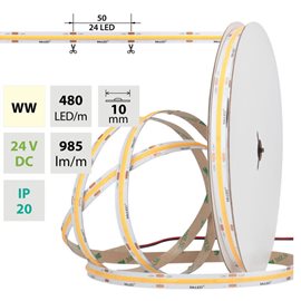ML-126.055.83.0 LED pásek COB WW, 480LED/m, 10W/m, DC 24V, 985lm/m, CRI90, IP20, 10mm, 5m