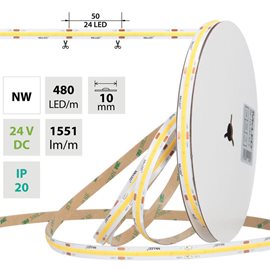 ML-126.057.83.0 LED pásek COB NW, 480LED/m, 15W/m, DC 24V, 1551lm/m, CRI90, IP20, 10mm, 5m