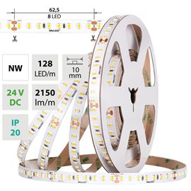 ML-126.066.90.0 LED pásek SMD2835 NW, 128LED/m, 11,5W/m, DC 24V, 2150lm/m, CRI90, IP20, 10mm, 5m