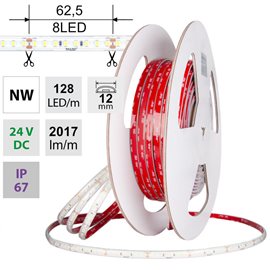 ML-126.073.90.2 LED pásek SMD2835 NW, 128LED/m, 11,5W/m, DC 24V, 2017lm/m, CRI90, IP67, 12mm, 50m