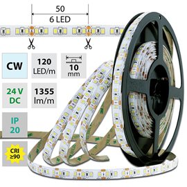 ML-126.368.60.0 LED pásek SMD2835 CW, 120LED/m, 14W/m, 1355lm/m, IP20, DC 24V, 10mm, 5m