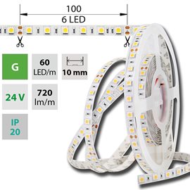 ML-126.598.60.0 LED pásek SMD5050 G, 60LED/m, 14,4W/m, DC 24V, 720lm/m, IP20, 10mm, 5m