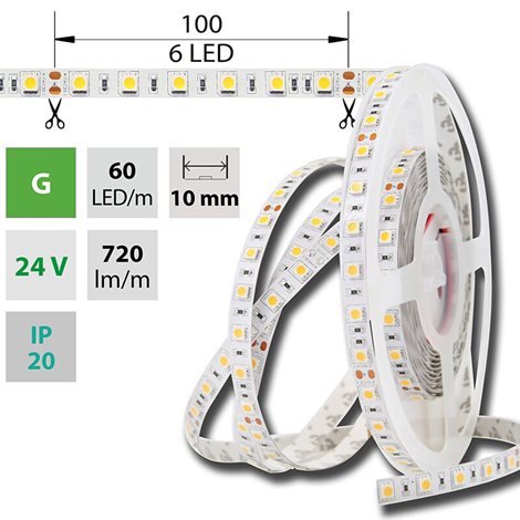 ML-126.598.60.0 LED pásek SMD5050 G, 60LED/m, 14,4W/m, DC 24V, 720lm/m, IP20, 10mm, 5m 1