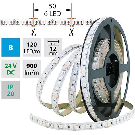 ML-126.668.60.0 LED pásek SMD5050 B, 120LED/m, 28,8W/m, 900lm/m, IP20, DC 24V, 12mm, 5m 1