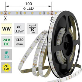 ML-126.700.60.2 LED pásek SMD2835 WW, 60LED/m, 14,4W/m, 1320lm/m, IP20, DC 24V, 10mm, 50m