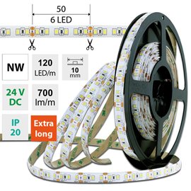 ML-126.823.60.2 LED pásek SMD2835 NW, 120LED/m, 7W/m, DC 24V, 700lm/m, CRI90, IP20, 10mm, 50m