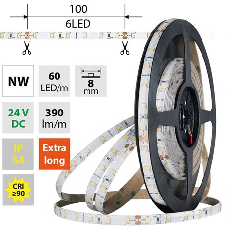 ML-126.844.60.0 LED pásek SMD2835 NW, 60LED/m, 4,8W/m, DC 24V, 480 lm/m, CRI90, IP54, 8mm, 5m 1