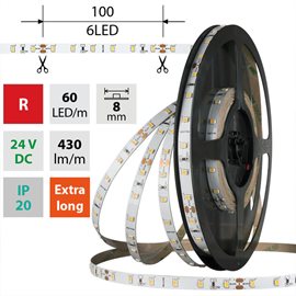 ML-126.905.60.0 LED pásek SMD2835 R, 60LED/m, 4,8W/m, DC 24V, 120lm/m, IP20, 8mm, 5m
