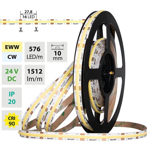 ML-127.633.83.2 LED pásek COB dual white EWW-CW, 576LED/m, 15W/m, 1512lm/m, CRI90, IP20, DC 24V, 50m 1