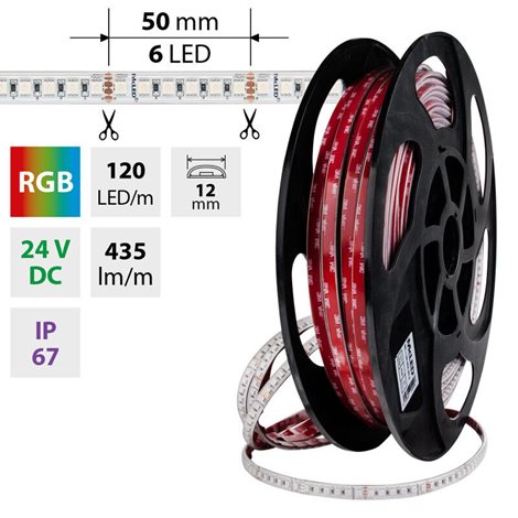 ML-128.004.90.0 LED pásek SMD4040 RGB, 120LED/m, 14W/m, DC 24V, 435lm/m, IP67, 12mm, 5m 3