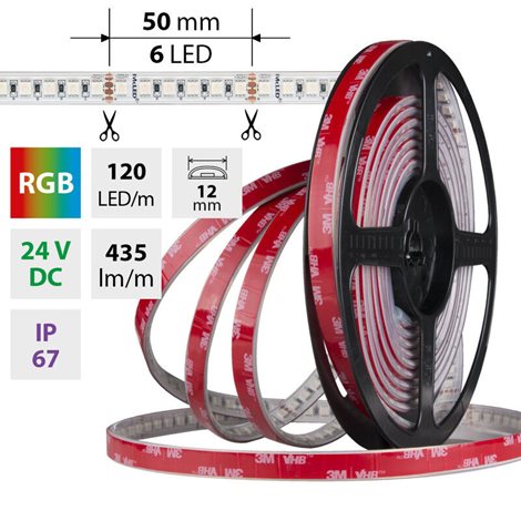 ML-128.004.90.0 LED pásek SMD4040 RGB, 120LED/m, 14W/m, DC 24V, 435lm/m, IP67, 12mm, 5m 5
