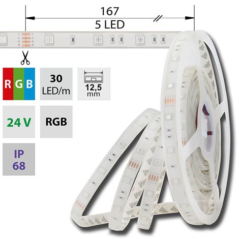 ML-128.594.60.0 LED pásek SMD5050 RGB, 30LED/m, IP68, DC 24V, 12,5mm, 5m 6