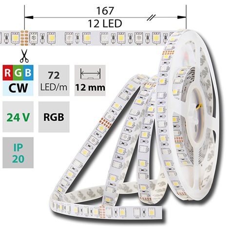 ML-128.632.60.2 LED pásek SMD5050 RGB+CW, 72LED/m, 17,2W/m, 1125lm/m, IP20, DC 24V, 12mm, 50m 9