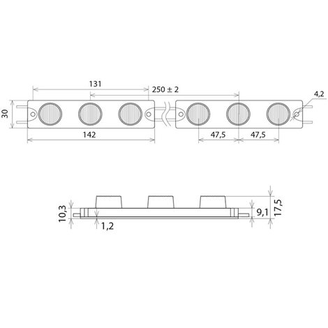 ML-211.013.51.0 LED modul 3x SMD3535, 6W, 12V, 500mA, vyzařovací úhel 10°x40°, IP65 2