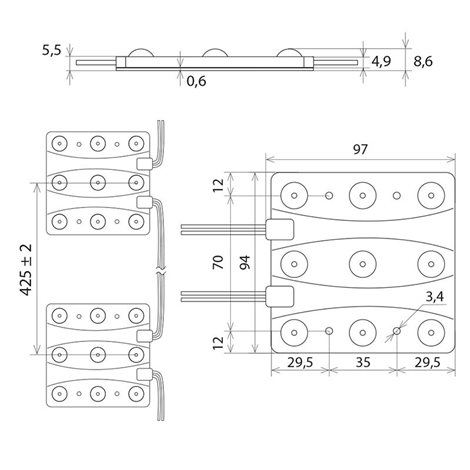 ML-211.016.51.0 LED module 9x SMD3030, 7 W, 12 V, 580 mA, 6550 K, vyzařovací úhel 170°, IP65 2