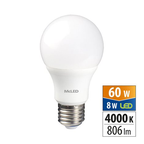 ML-321.095.87.0 LED žárovka 8W, E27, 4000K, CRI80, vyz. úhel 200°, ? use 360° 806lm 1
