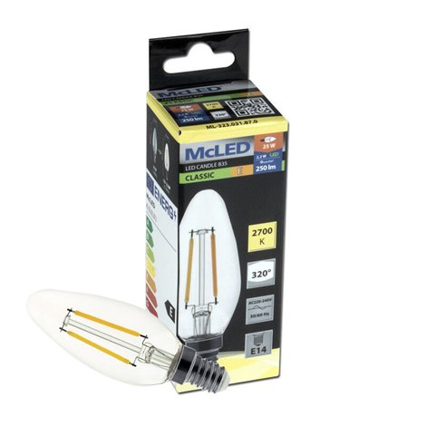ML-323.031.87.0 LED žárovka svíčka 2,2W, E14, 2700K, CRI80, vyz. úhel 320°, ? use 360° 250lm 6