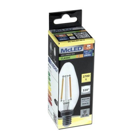ML-323.031.87.0 LED žárovka svíčka 2,2W, E14, 2700K, CRI80, vyz. úhel 320°, ? use 360° 250lm 3