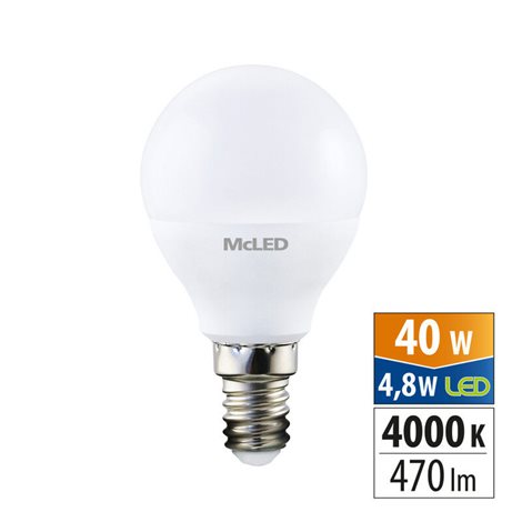 ML-324.038.87.0 LED žárovka kapka 4,8W, E14, 4000K, CRI80, vyz. úhel 200°, ? use 360° 470lm 1