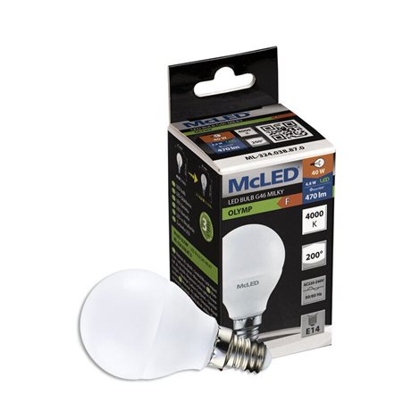 ML-324.038.87.0 LED žárovka kapka 4,8W, E14, 4000K, CRI80, vyz. úhel 200°, ? use 360° 470lm 6