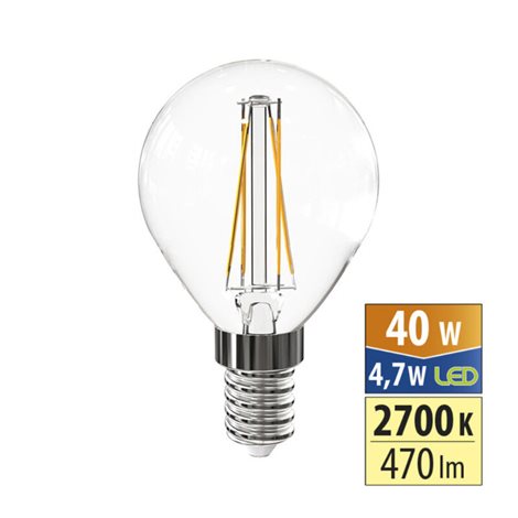 ML-324.039.87.0 LED žárovka kapka 4,7W, E14, 2700K, CRI80, vyz. úhel 320°,  ? use 360° 470lm 1