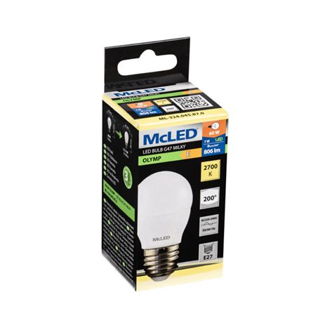 ML-324.045.87.0 LED žárovka kapka 7W, E27, 2700K, CRI80, vyz. úhel 200°, ? use 360° 806lm 2