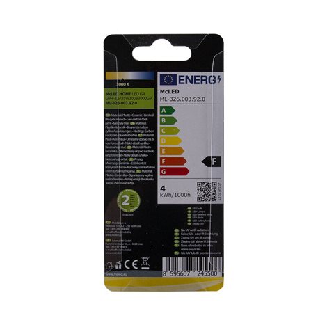 ML-326.003.92.0 LED žárovka G9, 3,5W, 3000K, CRI80, vyz. úhel 300°, ? use 360° 350lm 4
