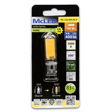 ML-326.004.92.0 LED žárovka G9, 4W, 3000K, CRI80, vyz. úhel 300°, ? use 360° 400lm 5