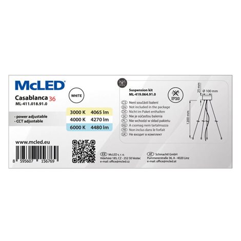 ML-411.018.91.0-S LED závěsné svítidlo Casablanca 36, 36W, 3CCT (3000K, 4000K, 6000K), 150°, IP20 8