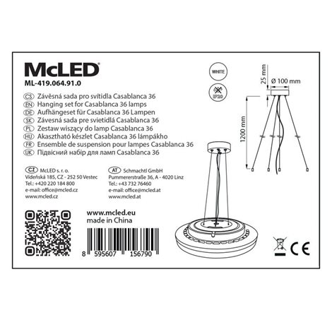 ML-411.018.91.0-S LED závěsné svítidlo Casablanca 36, 36W, 3CCT (3000K, 4000K, 6000K), 150°, IP20 10