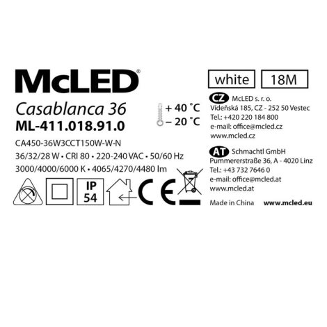 ML-411.018.91.0 LED svítidlo Casablanca 36, 36W, 3CCT (3000K, 4000K, 6000K), 150°, IP54 13