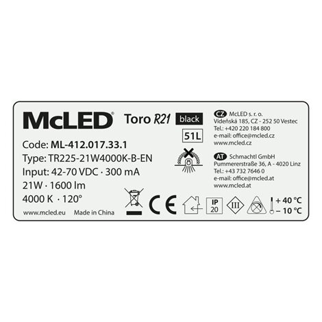 ML-412.017.33.1 LED podhledové svítidlo Toro R21, 21W, 4000K, černá barva svítidla 8