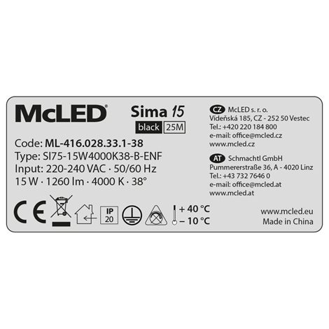 ML-416.028.33.1-38 LED svítidlo Sima 15 UGR, 15W, 4000K, 38°, IP20, CRI90, černá barva svítidla 9