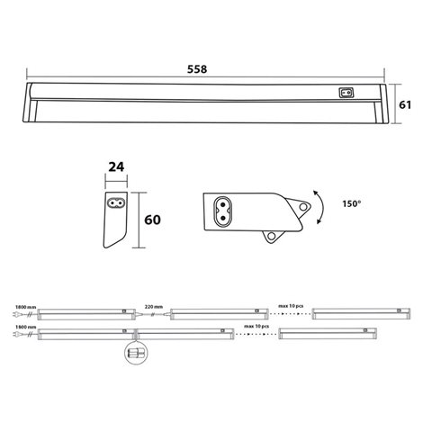 ML-443.036.87.0 Kuchyňské LED svítidlo Line 10W, 4000K, 556mm, 965lm, přívod 1,8m 3