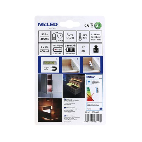 ML-451.001.66.0 Bit light 0,6W, 50lm, 3000K, 5V, IP20, 300mAh 5