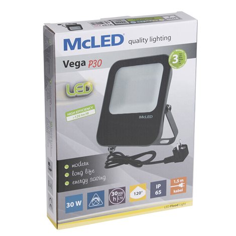 ML-511.607.82.0 Reflektorové LED svítidlo se zástrčkou Vega 30, 4000K, 30W, vyzařovací úhel 120° 3
