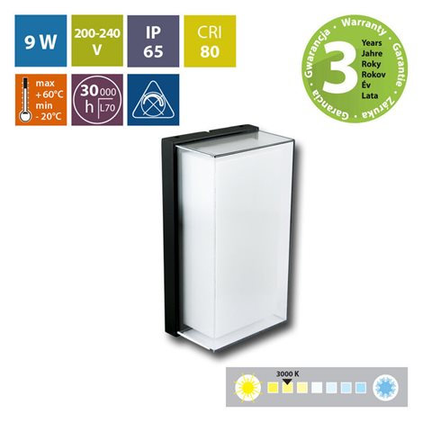 ML-513.030.19.0 LED svítidlo Ether, 9W, 3000K, IP65, černá barva 1