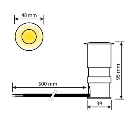 ML-514.002.81.0 Zemní LED svítidlo Ground D 3W, DC24V, 4000K, IP67, CRI 80, kabel 0,5m, přímé 6