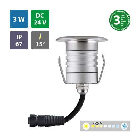 ML-514.013.48.3 Zemní LED svítidlo Ground R52-15SA, 3W, DC24, IP67, 3000K, vyzařovací úhel 15°,CRI80 1