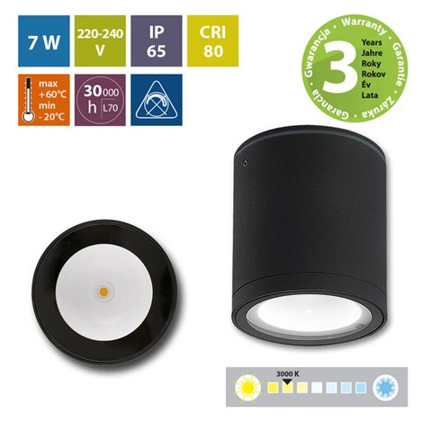 ML-516.011.19.0 LED svítidlo Noel R, 7W, 3000K, IP65, černá barva 1
