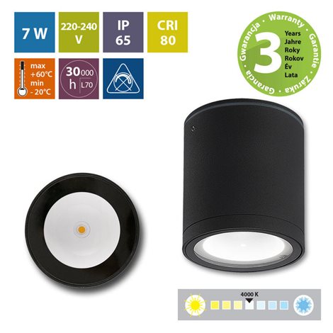 ML-516.012.19.0 LED svítidlo Noel R, 7W, 4000K, IP65, černá barva 1